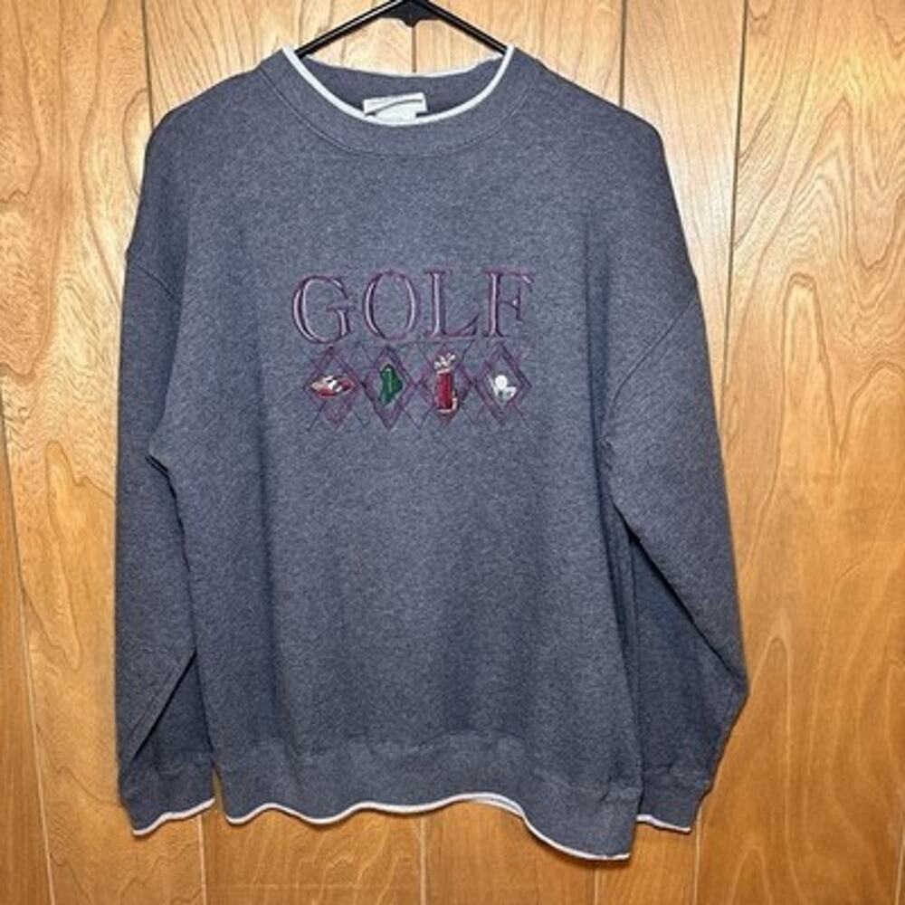 Vintage Golf Embroidered Crewneck Sweatshirt Gray Men’s Large 90s Golfing